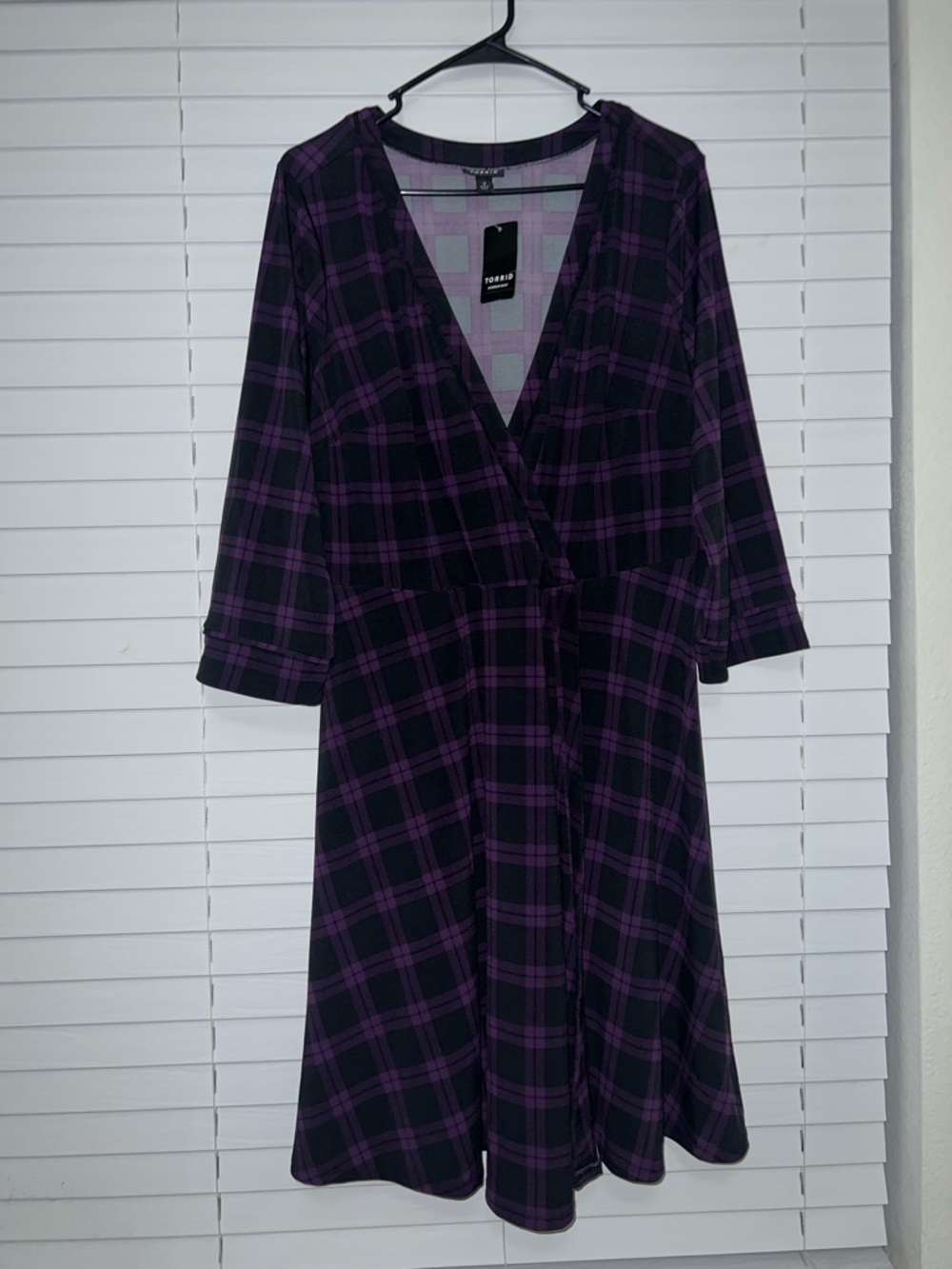 Torrid Purple Plaid Wrap Dress